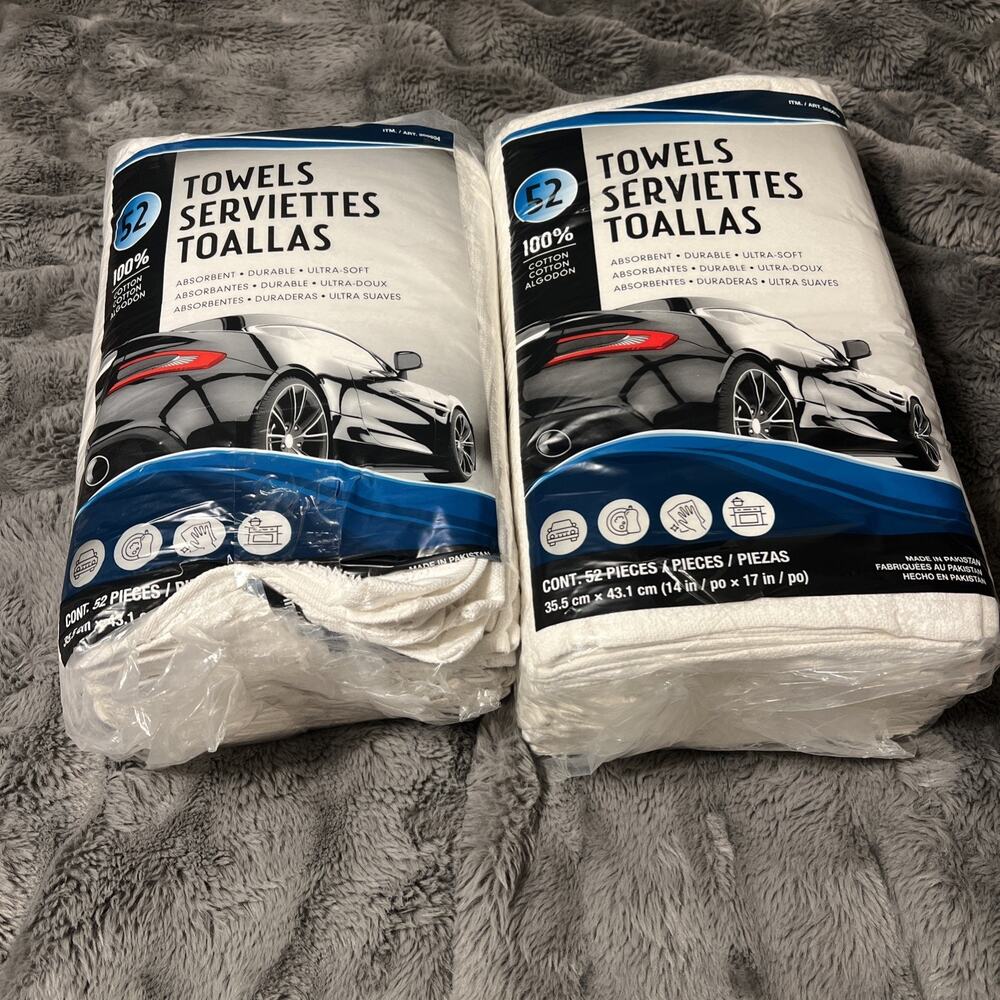 Unitex 100% Cotton Towels, White, 14 in x 17 in, 52-pack Set Of Two One Opened